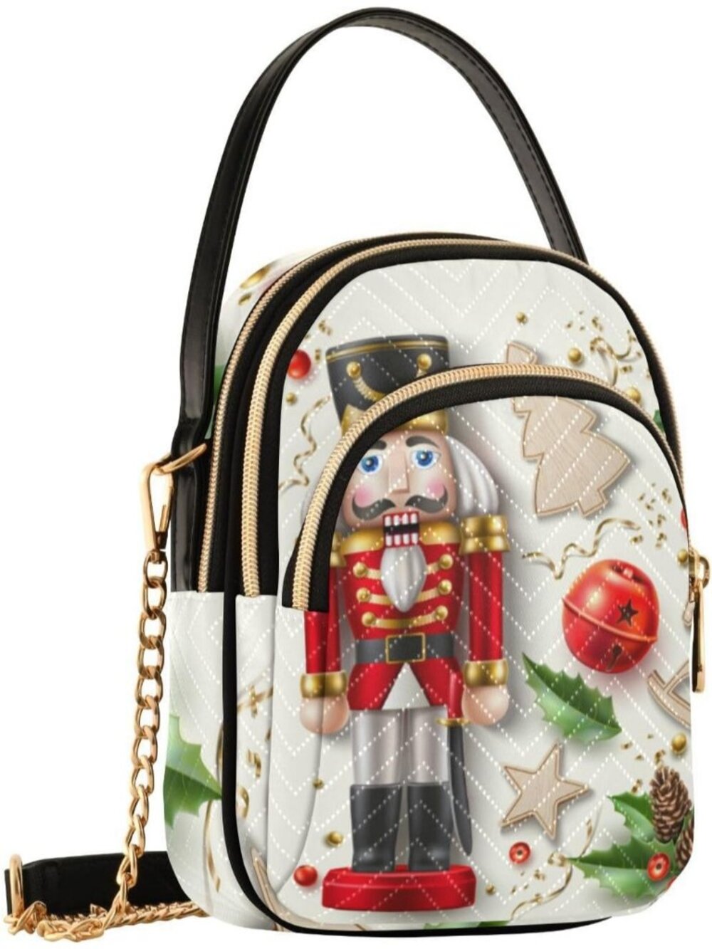 Women's White Red Cell Phone Purse Durable Small Travel Shoulder Crossbody Bag